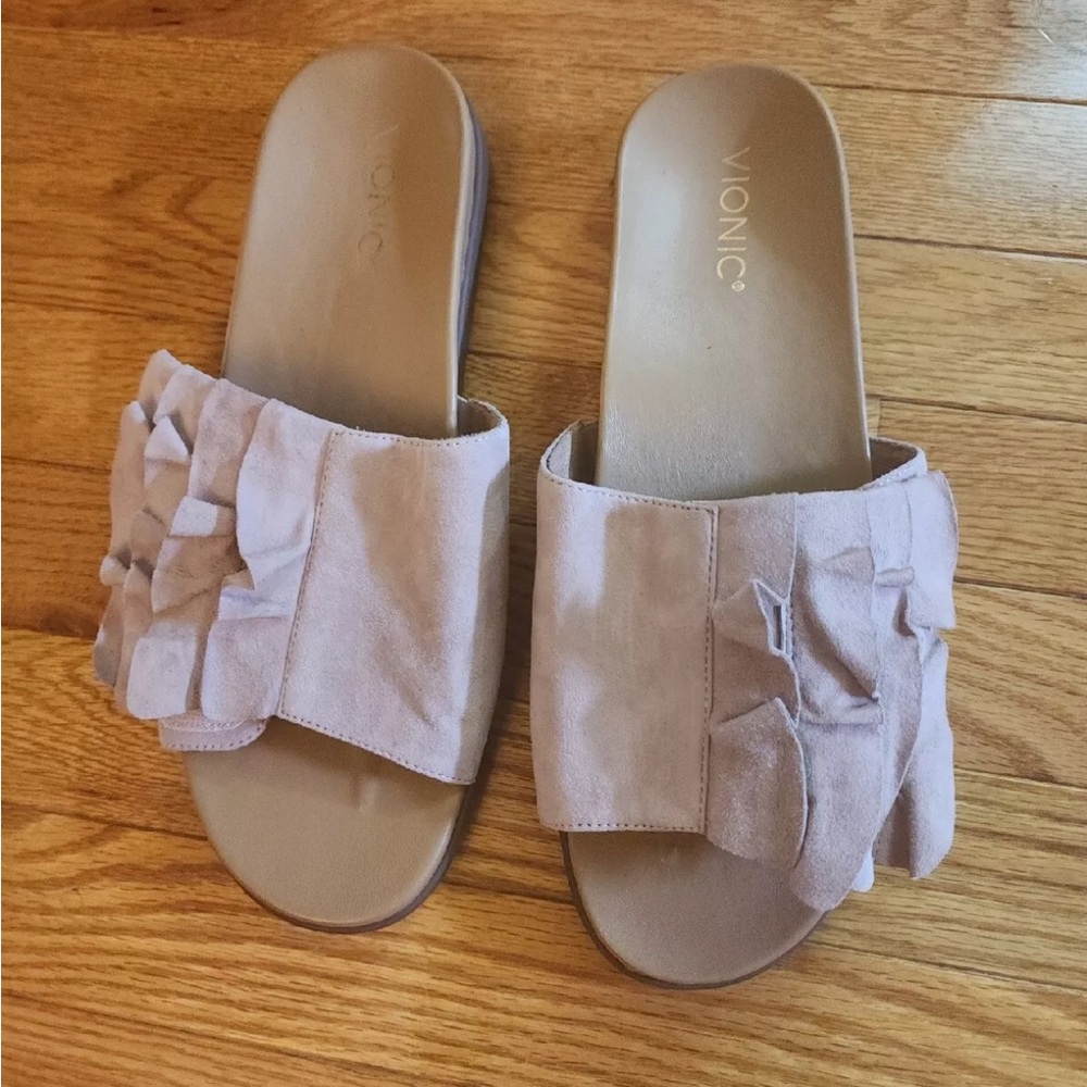 Vionic Roni 11 M Rose Suede Leather Orthotic Sandals worn once in house only